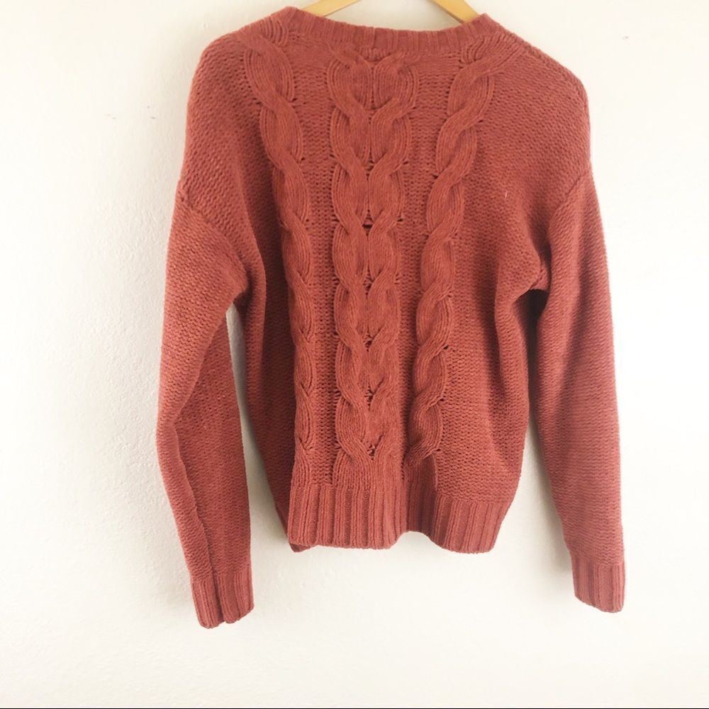 Ae Rust Color Impossibly Soft Cable-Knit Sweater … - image 4